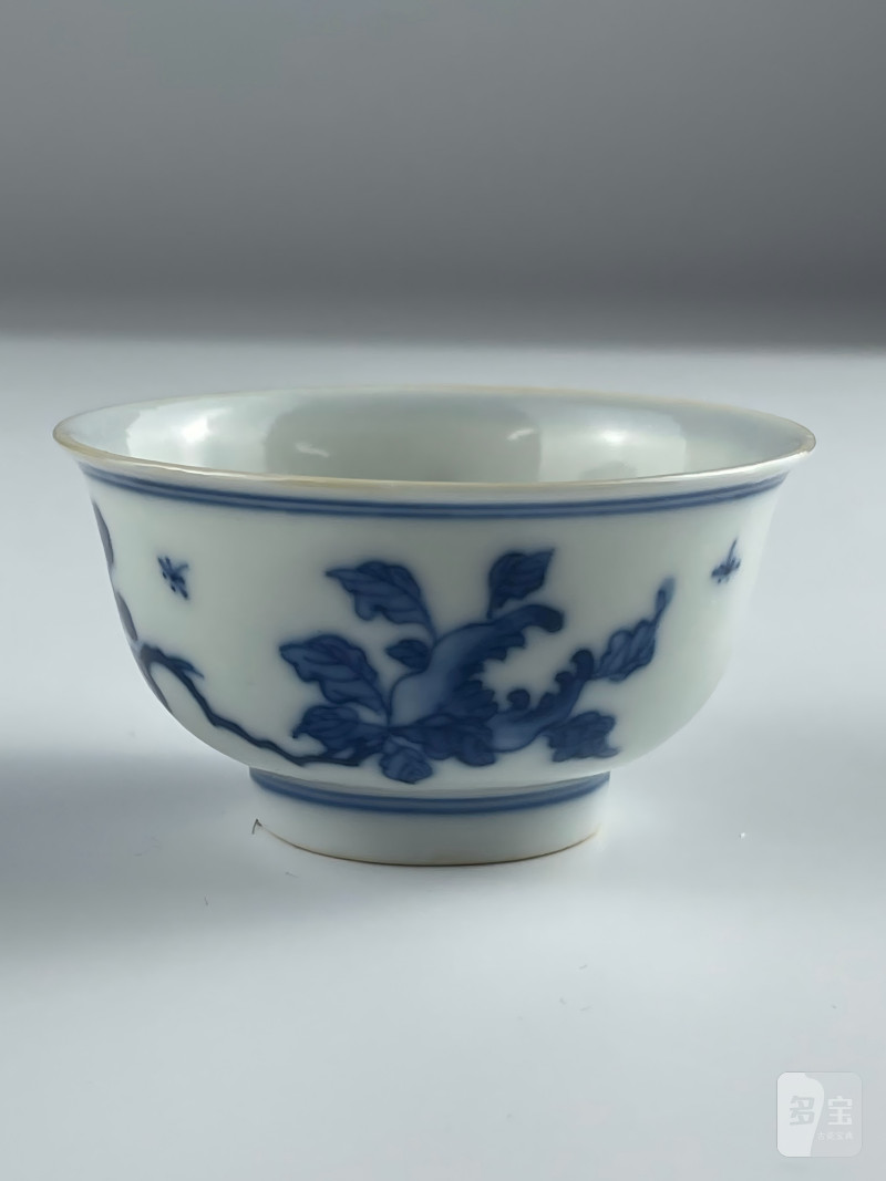 清康熙 青花瑞果纹杯 - 图2